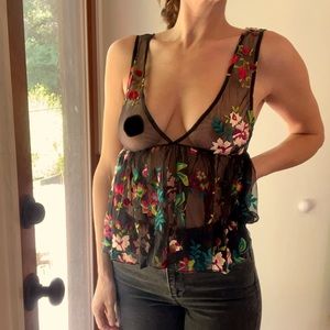 Ecoté floral sheer top